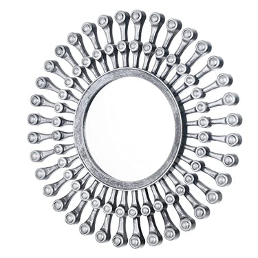 Invero Wandspiegel zum Aufhängen, rustikal, rund, klassisch, antikes Finish, ideal für Flur, Schlafzimmer, Wanddekoration, Wohnzimmer und mehr, x cm, Grau im Sale